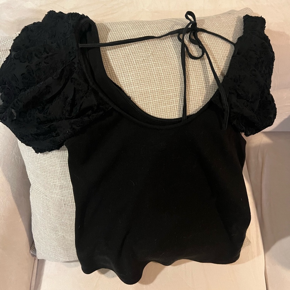 Anthropologie black lace top - Picture 2 of 4